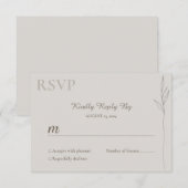 Minimalistische botanische lijntekening RSVP-kaart RSVP Kaartje (Voorkant / Achterkant)