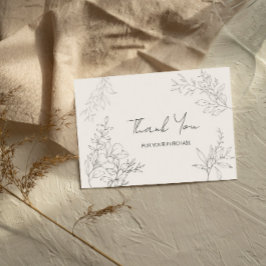 Minimalistische Botanische Line Art Dank u Notitiekaartje