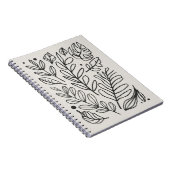 Minimalistische Botanische Line Art Leaves Notitieboek (Rechterzijde)