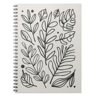 Minimalistische Botanische Line Art Leaves Notitieboek