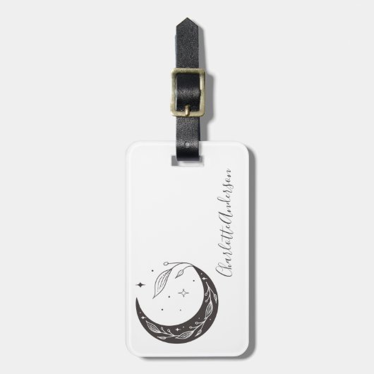 Minimalistische Botanische Maan Gepersonaliseerd C Bagagelabel (Voorkant verticaal)