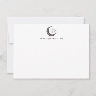 Minimalistische botanische maan tekening gepersona notitiekaartje