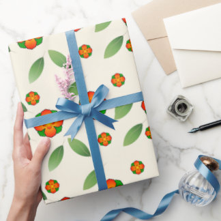 Minimalistische Botanische met Oranje Bloesem Cadeaupapier