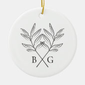 Minimalistische Botanische Monogram Bruiloft Keeps Keramisch Ornament (Voorkant)