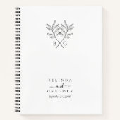 Minimalistische Botanische Monogram Bruiloft Plann Notitieboek (Voorkant)