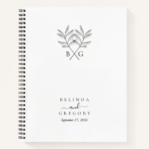 Minimalistische Botanische Monogram Bruiloft Plann Notitieboek
