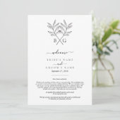 Minimalistische Botanische Monogram Bruiloft Route Programmakaart (Staand voorkant)