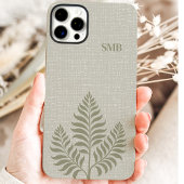 Minimalistische botanische monogram in saliegroen Case-Mate iPhone case