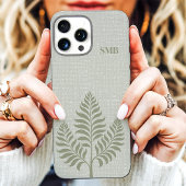 Minimalistische botanische monogram in saliegroen Case-Mate iPhone case