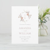 Minimalistische Botanische Monogram Uitnodiging (Staand voorkant)
