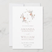 Minimalistische Botanische Monogram Uitnodiging (Voorkant)