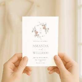Minimalistische Botanische Monogram Uitnodiging