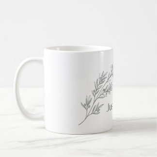 Minimalistische botanische olijftak lijn kunst kof koffiemok