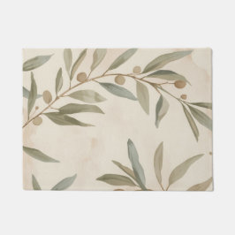 Minimalistische botanische olijftak vloerkleed deurmat