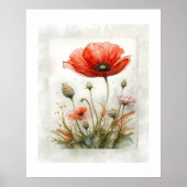 Minimalistische botanische papaverbloem poster (Voorkant)
