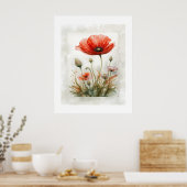 Minimalistische botanische papaverbloem poster (Keuken)