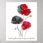 Minimalistische Botanische Poppy Flower Age Quote Poster (Voorkant)
