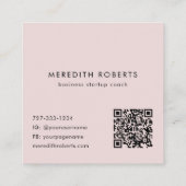 Minimalistische Botanische QR Code Blush Roze Vierkante Visitekaartje (Achterkant)