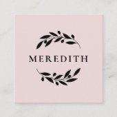 Minimalistische Botanische QR Code Blush Roze Vierkante Visitekaartje (Voorkant)