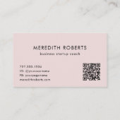 Minimalistische Botanische QR Code Blush Roze Visitekaartje (Achterkant)