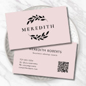Minimalistische Botanische QR Code Blush Roze Visitekaartje