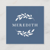 Minimalistische Botanische QR-code Dusty Blue Vierkante Visitekaartje (Voorkant)