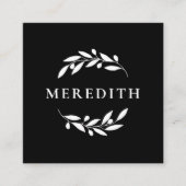 Minimalistische Botanische QR Code Zwart-wit Vierkante Visitekaartje (Voorkant)