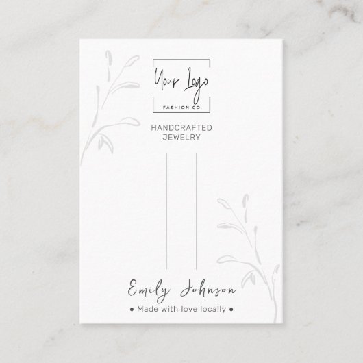 Minimalistische Botanische QR Sieraden Haarklem Di Contactkaartje (Voorkant)