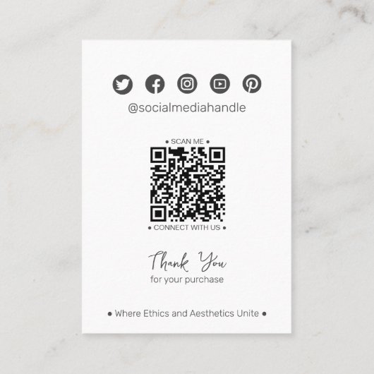 Minimalistische Botanische QR Sieraden Haarklem Di Contactkaartje (Achterkant)