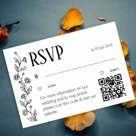 Minimalistische botanische RSVP-kaart Madeliefje L Kaart