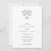 Minimalistische Botanische Rustieke Monogram Bruil Kaart (Voorkant)