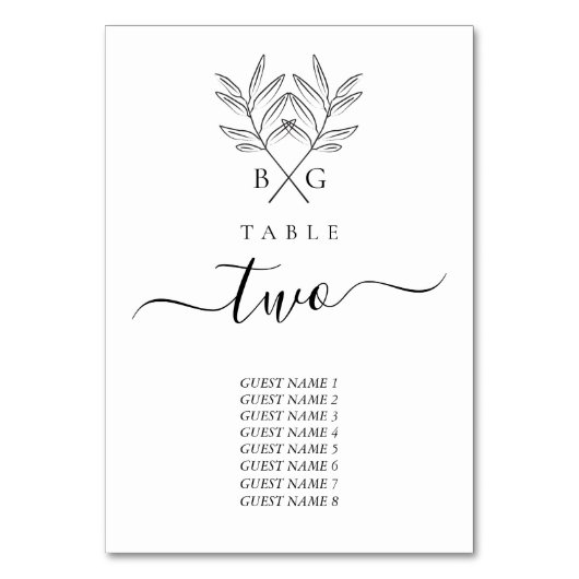 Minimalistische Botanische Rustieke Monogram Bruil Kaart (Achterkant)