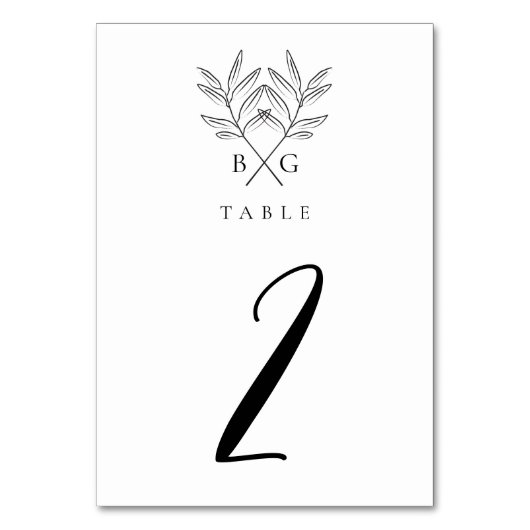 Minimalistische Botanische Rustieke Monogram Bruil Kaart (Achterkant)