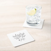 Minimalistische Botanische Rustieke Monogram Bruil Kartonnen Onderzetters (Insitu)