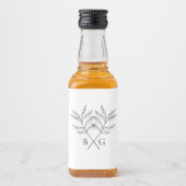 Minimalistische Botanische Rustieke Monogram Bruil Likeurfles Etiket (Voorkant)