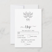Minimalistische Botanische Rustieke Monogram Bruil RSVP Kaartje (Voorkant)