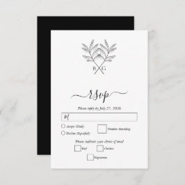 Minimalistische Botanische Rustieke Monogram Bruil RSVP Kaartje