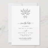 Minimalistische Botanische Rustieke Monogram Bruil Save The Date (Voorkant)