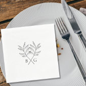 Minimalistische Botanische Rustieke Monogram Bruil Servet