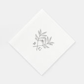 Minimalistische Botanische Rustieke Monogram Bruil Servet (Hoek)