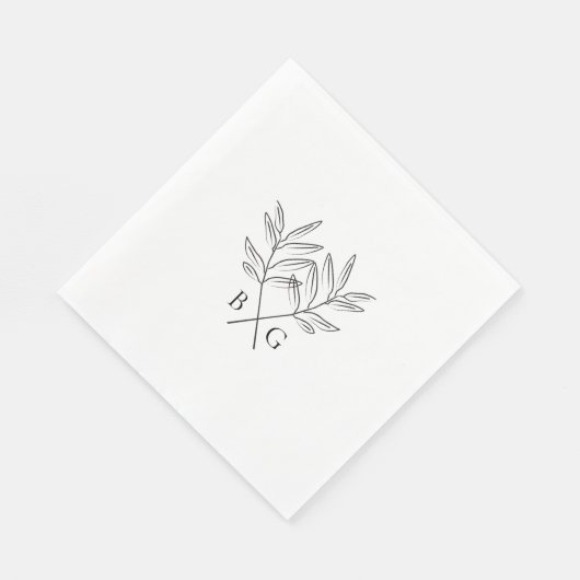Minimalistische Botanische Rustieke Monogram Bruil Servet (Hoek)