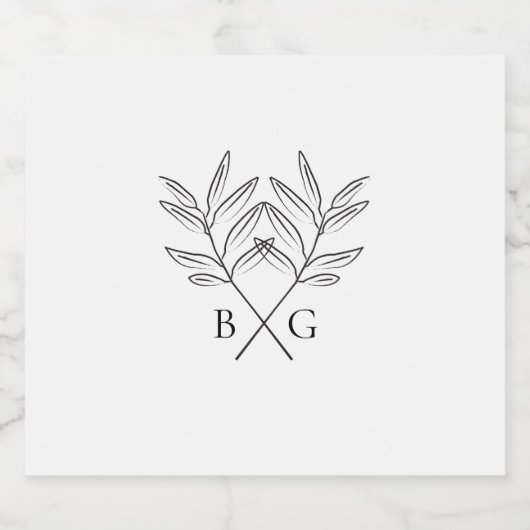 Minimalistische Botanische Rustieke Monogram Bruil Sparkling Wijnetiket (Enkel label)