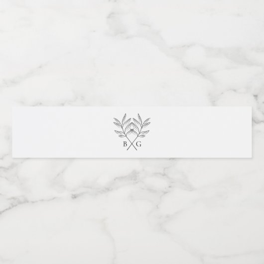 Minimalistische Botanische Rustieke Monogram Bruil Waterfles Etiket (Enkel label)