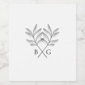 Minimalistische Botanische Rustieke Monogram Bruil Wijn Etiket (Enkel label)