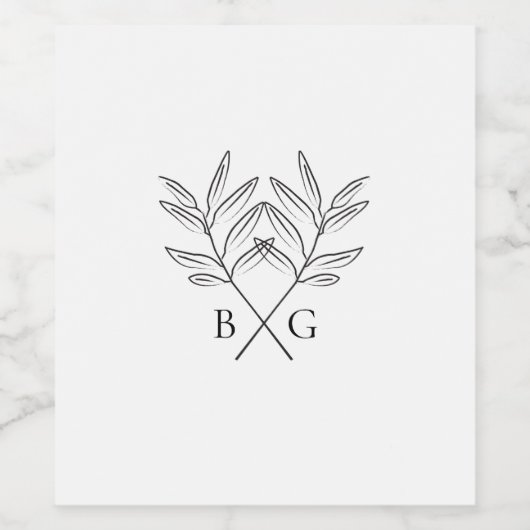 Minimalistische Botanische Rustieke Monogram Bruil Wijn Etiket (Enkel label)