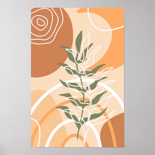 Minimalistische botanische salie terracotta boho P Poster (Voorkant)