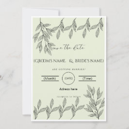 Minimalistische Botanische 'Save the Date' Trouwka Kaart
