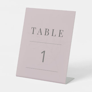 Minimalistische Botanische Tafelnummer Roségrijs Reclamebord Met Voetstuk