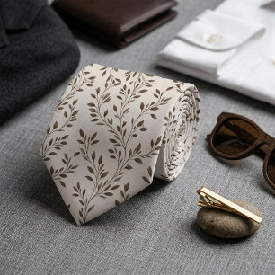 Minimalistische Botanische Takken Sepia Stropdas