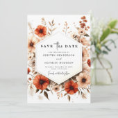 Minimalistische botanische terracotta bruiloft save the date (Staand voorkant)